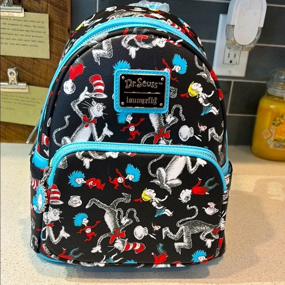 Dr Seuss Cat in the Hat All Over Print Loungefly NWT Amazon.com: Loungefly Dr Seuss Cat in the Hat AOP Double  main image 3
